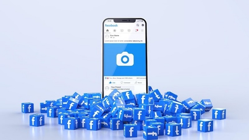 facebook i mobile and blue cubes